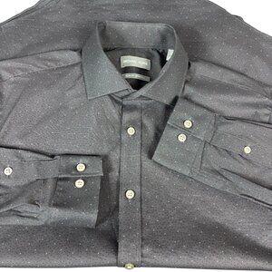 Michael Kors Long Sleeve Button Down Shirt 15 1/2  32/33 Slim Fit Gray Charcoal